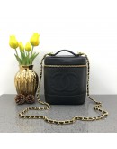 CHANEL Vintage CC Logo Vanity Case Handbag in Black Caviar - GHW