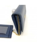 PRADA 1MH132 Bluette Saffiano Leather Long Flap Wallet – GHW