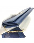 PRADA 1MH132 Bluette Saffiano Leather Long Flap Wallet – GHW
