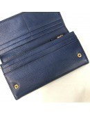 PRADA 1MH132 Bluette Saffiano Leather Long Flap Wallet – GHW