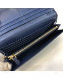PRADA 1MH132 Bluette Saffiano Leather Long Flap Wallet – GHW