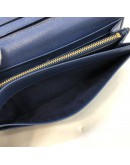 PRADA 1MH132 Bluette Saffiano Leather Long Flap Wallet – GHW