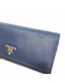 PRADA 1MH132 Bluette Saffiano Leather Long Flap Wallet – GHW