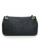 CHANEL Chevron Medium Flap Chain Shoulder Bag in Black Aged Calfskin – Aged Gold Hardware