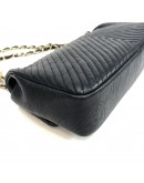 CHANEL Chevron Medium Flap Chain Shoulder Bag in Black Aged Calfskin – Aged Gold Hardware