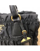 PRADA B1336M Tessuto Gaufre Black Nylon Tote Bag with Shoulder Strap – GHW