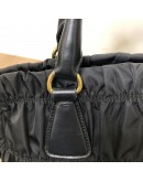 PRADA B1336M Tessuto Gaufre Black Nylon Tote Bag with Shoulder Strap – GHW