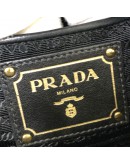 PRADA B1336M Tessuto Gaufre Black Nylon Tote Bag with Shoulder Strap – GHW