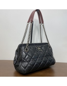 CHANEL Portobello Bowler Shoulder Bag in Black Aged Calfskin – RHW (18 Series – Year 2014)