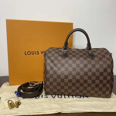 LOUIS VUITTON Damier Ebene Speedy Bandouliere 30 Handbag – GHW (Year 2017)