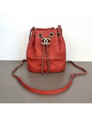 CHANEL CC Mini Drawstring Bucket Bag in Red Stitched Calfskin – GHW (28 Series – Year 2019)