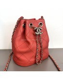 CHANEL CC Mini Drawstring Bucket Bag in Red Stitched Calfskin – GHW (28 Series – Year 2019)
