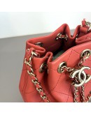 CHANEL CC Mini Drawstring Bucket Bag in Red Stitched Calfskin – GHW (28 Series – Year 2019)
