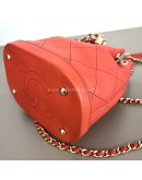 CHANEL CC Mini Drawstring Bucket Bag in Red Stitched Calfskin – GHW (28 Series – Year 2019)