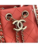 CHANEL CC Mini Drawstring Bucket Bag in Red Stitched Calfskin – GHW (28 Series – Year 2019)