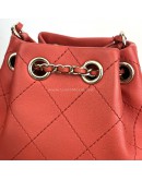 CHANEL CC Mini Drawstring Bucket Bag in Red Stitched Calfskin – GHW (28 Series – Year 2019)