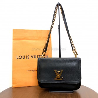 LOUIS VUITTON Lockme Chain Shoulder Bag in Black Calfskin – GHW (Year 2020)