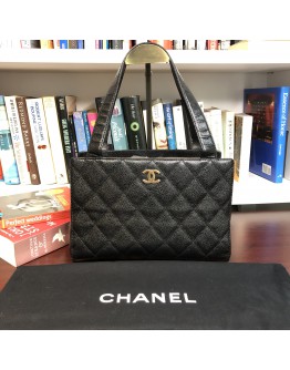 CHANEL Vintage Black Quilted Caviar Shoulder Bag - GHW