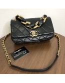 CHANEL Chain Is More Flap Bag in Black Calfskin – Aged Gold Hardware (31 Series – Year 2021)