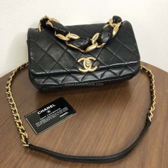 CHANEL Chain Is More Flap Bag in Black Calfskin – Aged Gold Hardware (31 Series – Year 2021)