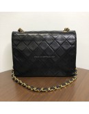 CHANEL Vintage CC Logo Small Chain Shoulder Flap Bag in Black Lambskin – GHW