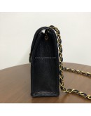 CHANEL Vintage CC Logo Small Chain Shoulder Flap Bag in Black Lambskin – GHW