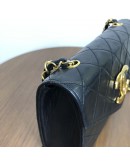 CHANEL Vintage CC Logo Small Chain Shoulder Flap Bag in Black Lambskin – GHW