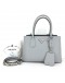 PRADA BN2884 Saffiano Cuir Tote Handbag with Shoulder Strap in Baby Blue (Granito) - SHW