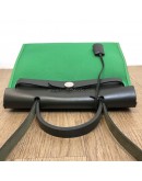 HERMES Herbag PM 31 Green Canvas with Black Calfskin Leather & PHW – Shoulder Bag Type (Stamp D – Year 2019)