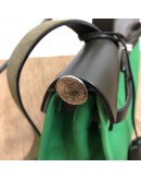 HERMES Herbag PM 31 Green Canvas with Black Calfskin Leather & PHW – Shoulder Bag Type (Stamp D – Year 2019)