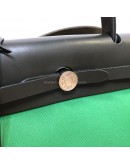 HERMES Herbag PM 31 Green Canvas with Black Calfskin Leather & PHW – Shoulder Bag Type (Stamp D – Year 2019)