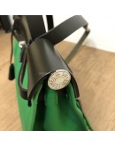 HERMES Herbag PM 31 Green Canvas with Black Calfskin Leather & PHW – Shoulder Bag Type (Stamp D – Year 2019)