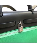 HERMES Herbag PM 31 Green Canvas with Black Calfskin Leather & PHW – Shoulder Bag Type (Stamp D – Year 2019)