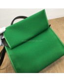 HERMES Herbag PM 31 Green Canvas with Black Calfskin Leather & PHW – Shoulder Bag Type (Stamp D – Year 2019)