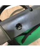 HERMES Herbag PM 31 Green Canvas with Black Calfskin Leather & PHW – Shoulder Bag Type (Stamp D – Year 2019)