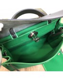 HERMES Herbag PM 31 Green Canvas with Black Calfskin Leather & PHW – Shoulder Bag Type (Stamp D – Year 2019)