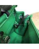 HERMES Herbag PM 31 Green Canvas with Black Calfskin Leather & PHW – Shoulder Bag Type (Stamp D – Year 2019)