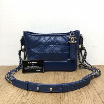 CHANEL Small Gabrielle Hobo Bag in Blue Aged Calfskin – Tri Tone Hardware (24 Series – Year 2018)