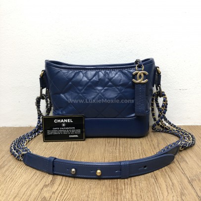 CHANEL Small Gabrielle Hobo Bag in Blue Aged Calfskin – Tri Tone Hardware (24 Series – Year 2018)