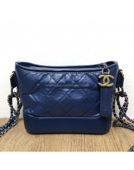 CHANEL Small Gabrielle Hobo Bag in Blue Aged Calfskin – Tri Tone Hardware (24 Series – Year 2018)