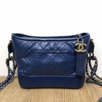 CHANEL Small Gabrielle Hobo Bag in Blue Aged Calfskin – Tri Tone Hardware (24 Series – Year 2018)