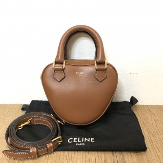 CELINE Mini Heart Bag in Tan Smooth Calfskin with Shoulder Strap – GHW