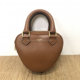 CELINE Mini Heart Bag in Tan Smooth Calfskin with Shoulder Strap – GHW