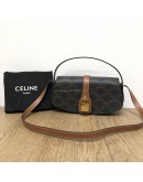 CELINE Clutch on Strap Tabou in Triomphe Canvas and Calfskin – GHW