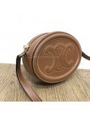 CELINE Cuir Triomphe Oval Crossbody Bag in Tan Smooth Calfskin – GHW