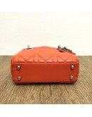 CHRISTIAN DIOR Micro Lady Dior Handbag with Shoulder Strap in Orange Cannage Lambskin – SHW