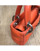CHRISTIAN DIOR Micro Lady Dior Handbag with Shoulder Strap in Orange Cannage Lambskin – SHW
