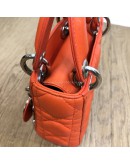 CHRISTIAN DIOR Micro Lady Dior Handbag with Shoulder Strap in Orange Cannage Lambskin – SHW