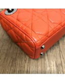 CHRISTIAN DIOR Micro Lady Dior Handbag with Shoulder Strap in Orange Cannage Lambskin – SHW