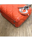 CHRISTIAN DIOR Micro Lady Dior Handbag with Shoulder Strap in Orange Cannage Lambskin – SHW